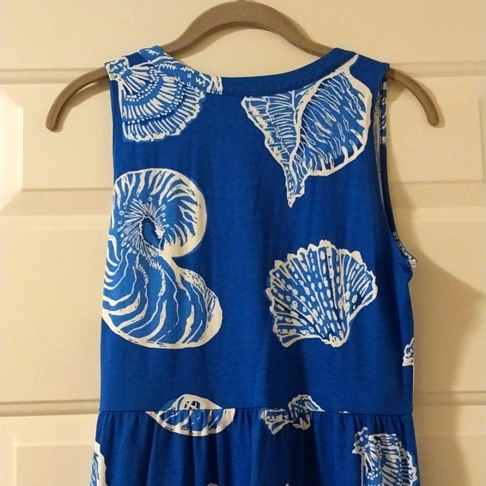Lilly Pulitzer NWOT Women's XS Sydnee Seashell Print Maxi Dress Blue White - Picture 8 of 9